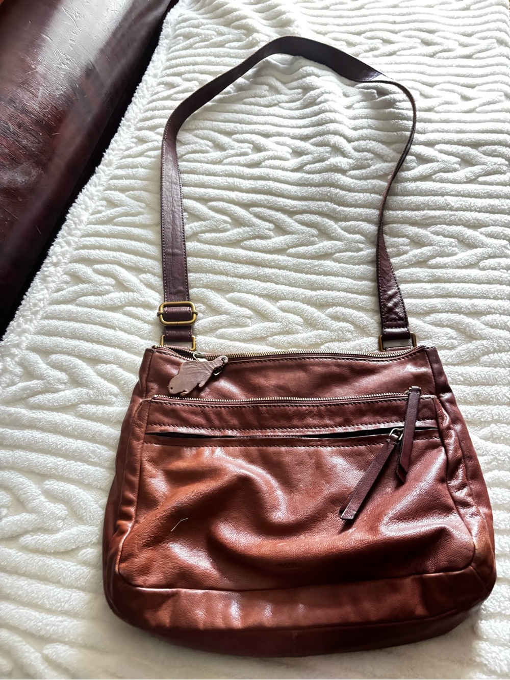 Vintage Fossil Corey crossbody leather bag